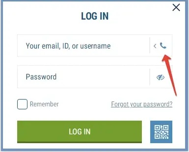 How to login 1xbet by phone via SMS